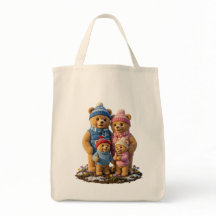 Cosy Frosty Bear Family Tote Bag | Gift for Mum