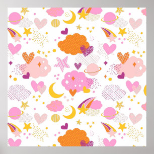 Cosy Galaxy- cosmos, moon, stars and hearts Throw  Poster