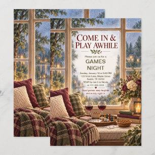 Cosy Game Night Gathering with Friends Invitation