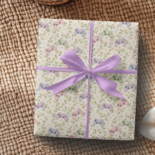 Cosy Gamer Floral Controller Wrapping Paper