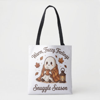Cosy Ghost Halloween–Warm Fuzzy season Tote Bag