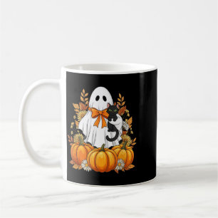 Cosy Ghost With Black Cat Pumpkins Autumn Scene Coffee Mug