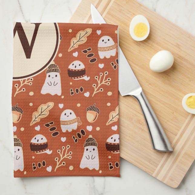 Cosy Ghosts  Tea Towel (Quarter Fold)