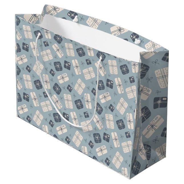 Cosy Gift Boxes Seamless Vector Pattern Large Gift Bag (Back Angled)