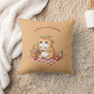 Cosy Ginger Cat Cottagecore Throw Pillow Decor