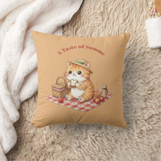 Cosy Ginger Cat Cottagecore Throw Pillow Decor