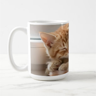 Cosy Ginger Cat Sunbathing Nap Coffee Mug