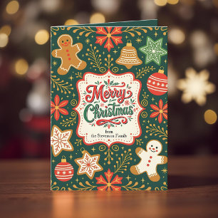 Cosy Gingerbread Cookies Merry Christmas Script Card