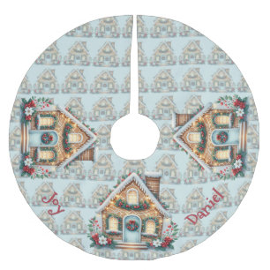 Cosy Gingerbread House Holiday Illustration Brushed Polyester Tree Skirt