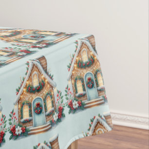 Cosy Gingerbread House Holiday Illustration Tablecloth
