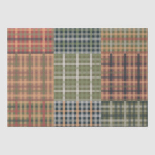 Cosy Gingham Patchwork Autumn Winter Pattern Tissue Paper