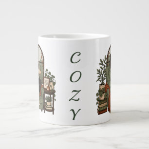 Cosy Girl Coffee Books Rainy Days Vintage Design Large Coffee Mug