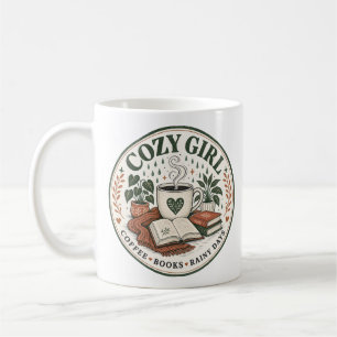 Cosy Girl Coffee Books Rainy Days Vintage Design Mug