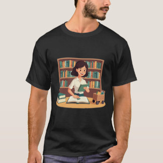 Cosy Girl Reading Bookshelf T-Shirt