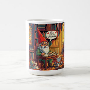 Cosy gnome doing his gnomework coffee mug