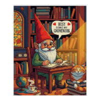 Cosy gnome doing his gnomework