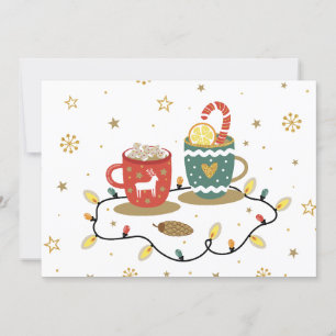 Cosy Gold Christmas Coffee Cocoa Holiday Card