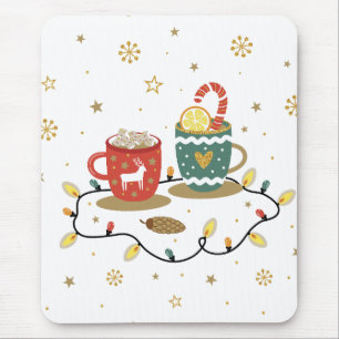 Cosy Gold Christmas Coffee Cocoa Mouse Mat