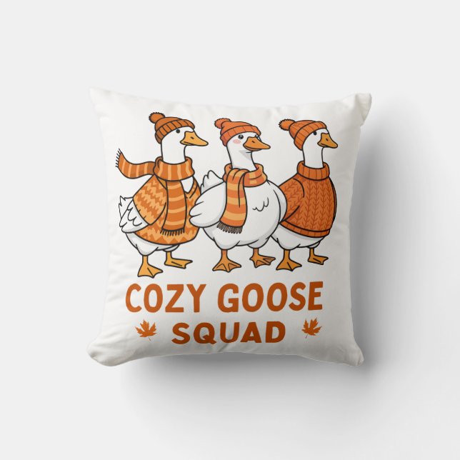 Cosy Goose Squad Autumn Cushion (Front)