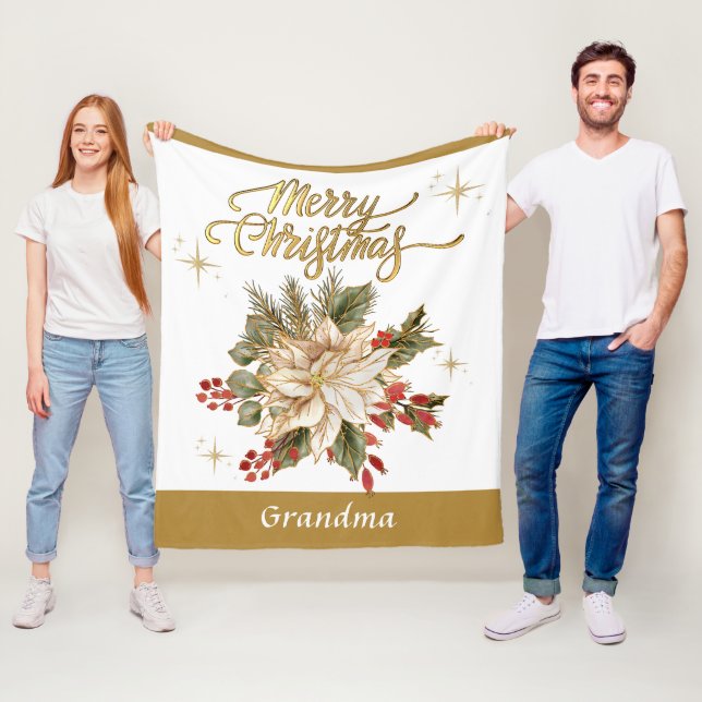 Cosy Grandma Merry Christmas  Fleece Blanket (In Situ)