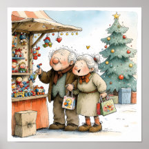 Cosy Grandparents Christmas Market Storybook Illus