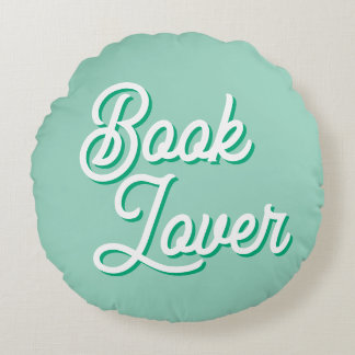 Cosy Green Book Lover Round Throw Pillow