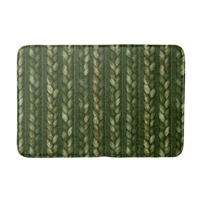 Cosy Green Braided Stripes   Bath Mat (Front)