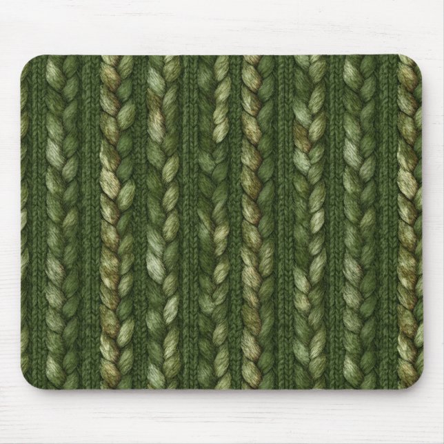 Cosy Green Braided Stripes Mouse Mat (Front)