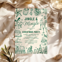 Cosy Green Doodle Christmas Party