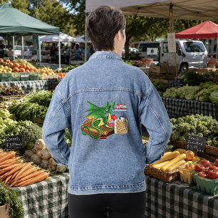 Cosy Green Pastry Chef Dragon Kitchen Bakery Denim Jacket