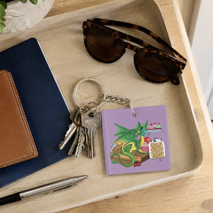 Cosy Green Pastry Chef Dragon Kitchen Bakery Key Ring