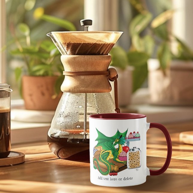 Cosy Green Pastry Chef Dragon Kitchen Bakery Mug (Creator Uploaded)