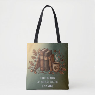 Cosy Green Vintage Book And Coffee Illustration Tote Bag