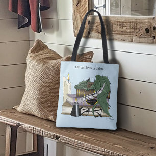 Cosy Green Whimsical Sleeping Dragon Book Lover Tote Bag
