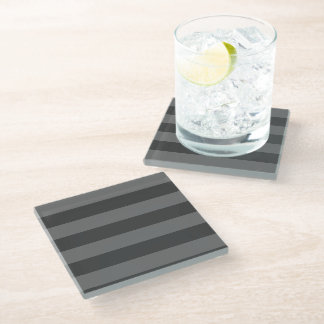 Cosy Grey Striped Glass Coaster