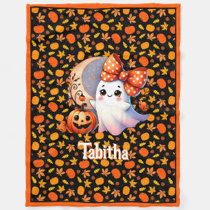 Cosy Halloween Baby Blanket Add Name Cute Ghost B