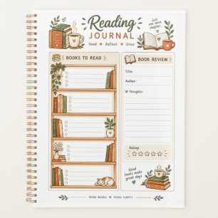 Cosy Hand-Drawn Reading Journal Book Review Planner