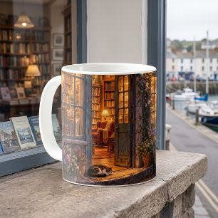 Cosy Harbour Bookstore at Twilight Coffee Mug