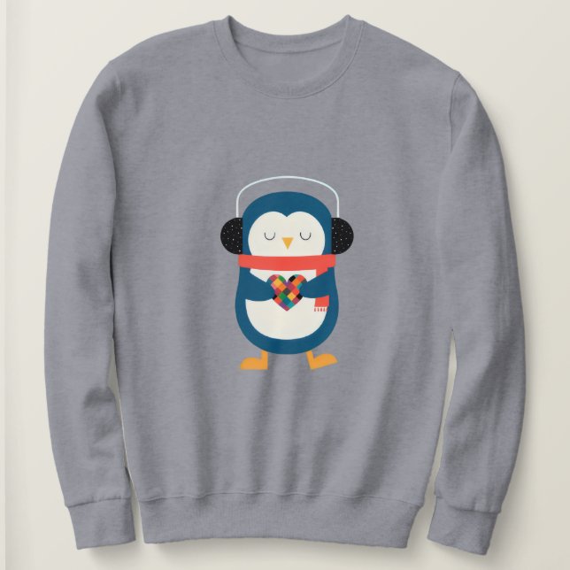 Cosy Heart Penguin Sweatshirt (Design Front)