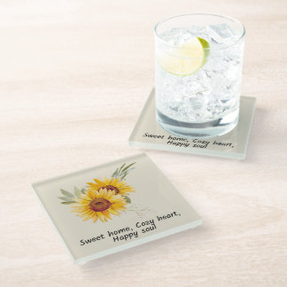 Cosy Heart With Sunflowers Coaster