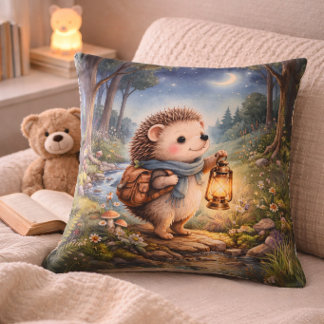 Cosy Hedgehog Lantern Kids Room & Nursery Cushion