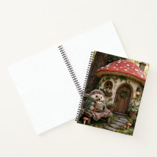 Cosy Hedgehog Mushroom Cottage Art Notebook