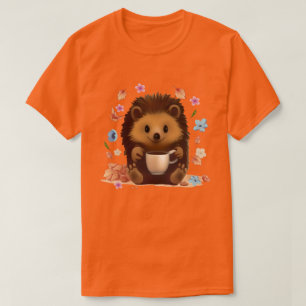 Cosy Hedgehog with Coffee - Cute Autumn Art T-Shirt