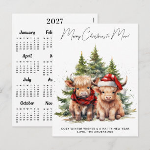 Cosy Highland Cow 2027 Calendar Christmas Card