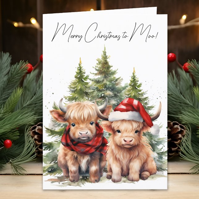 Cosy Highland Cow Farm Animal Cute Merry Christmas Holiday Card (Creator Uploaded)