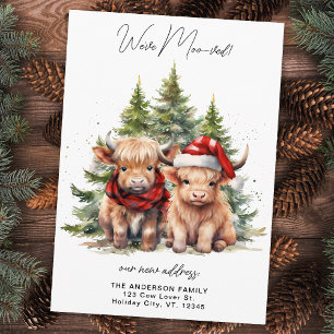 Cosy Highland Cow New Address Farm Holiday Moving Announcement