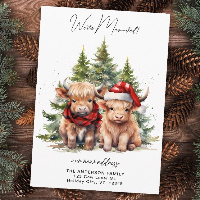 Cosy Highland Cow New Address Farm Holiday Moving Announcement (Creator Uploaded)
