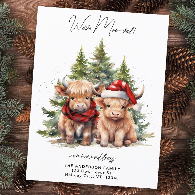 Cosy Highland Cow New Address Farm Holiday Moving Announcement Postcard (Creator Uploaded)