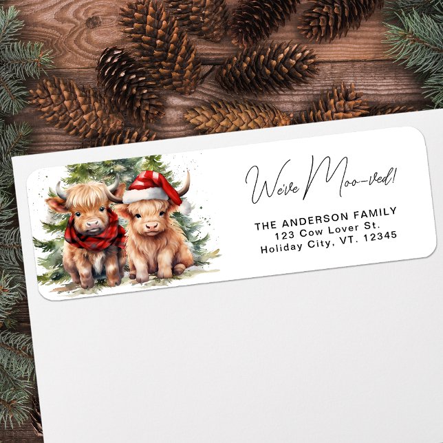 Cosy Highland Cow Return Address Holiday Moving (Creator Uploaded)