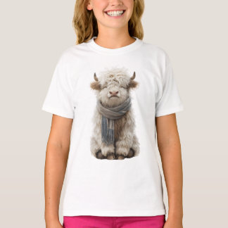 Cosy Highland Cow Scarf Kids T-Shirt